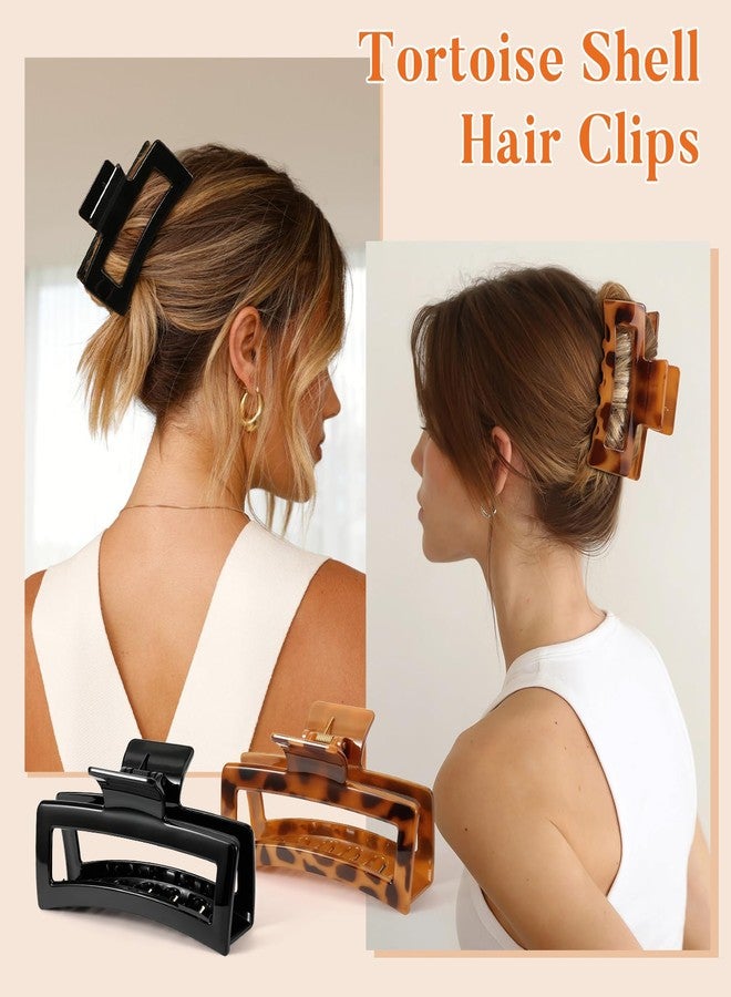 Auseibeely 4 Pack 5 Inch Extra Large Claw Clips for Thick Hair, Jumbo Tortoise Shell Claw Clip for Women Girls, Big Square Hair Clips for Thick/Long/Curly Hair, Non-slip Banana Jaw Accessories - Image 5